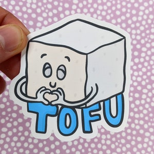 Cute Tofu Sticker | Vegan Tofu | Block of Tofu | Waterproof | Laptop | Plant Based | Macbook Decal | Vegan Food | Vinyl Stickers | Kawaii