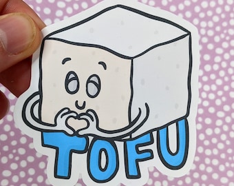 Niedliche Tofu Aufkleber | Veganer Tofu | Tofuwürfel | Wasserfest | Laptop | Pflanzlich | Macbook Aufkleber | Veganes Essen | Vinyl Aufkleber | Süß