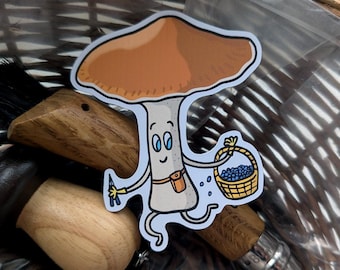 Mushroom Foraging Sticker: Waterproof Vinyl Decal for Nature Lovers