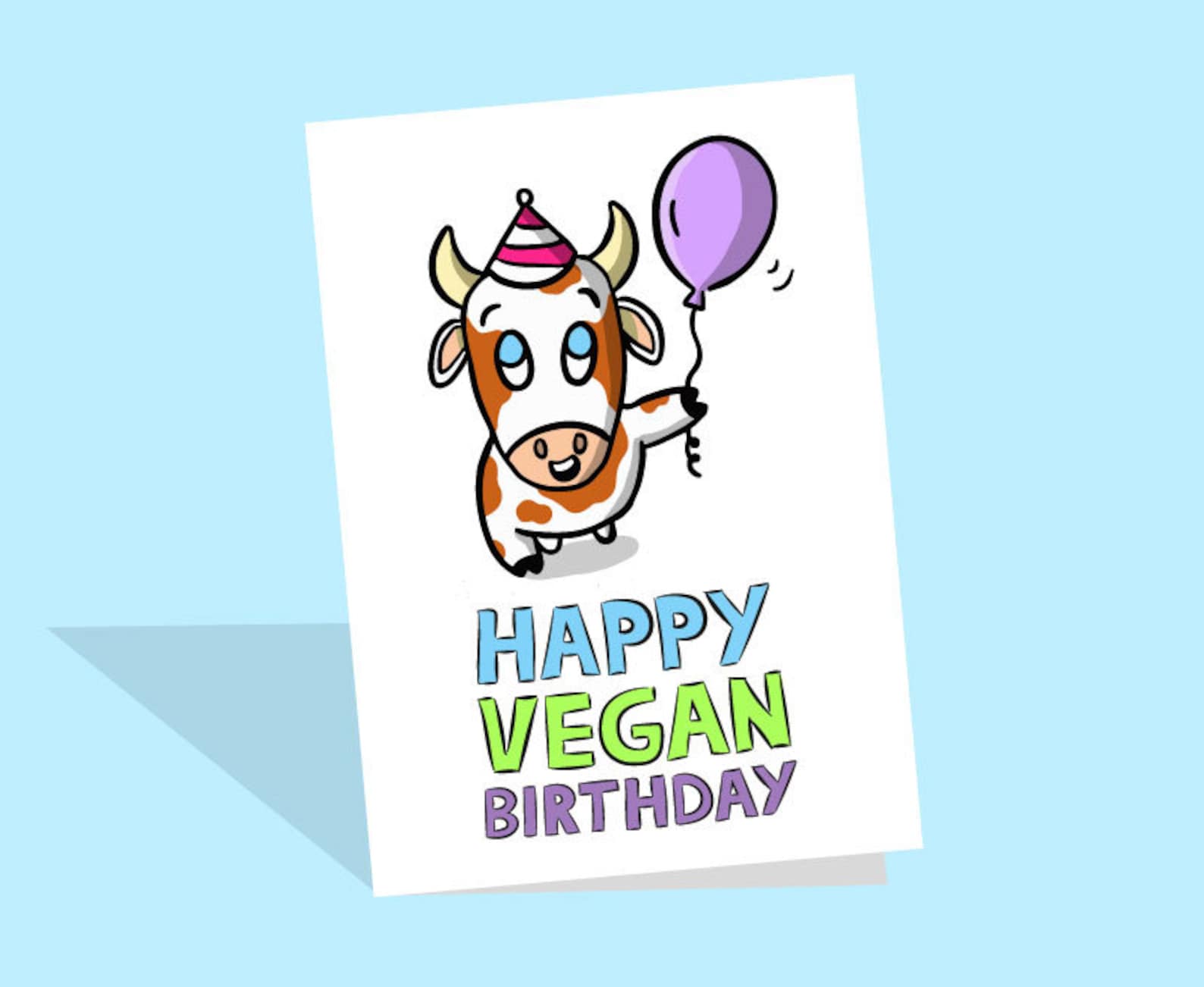 Happy Vegan Birthday Card Funny Vegan Birthday Card Vegan Etsy