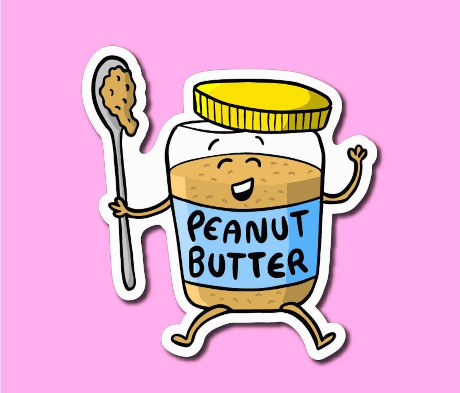 Peanut Butter Sticker | Cute Peanut Butter Vinyl | Food Stickers | Peanuts | Laptop Decal | Bottle Jar | Macbook | Kawaii Waterproof | Vegan