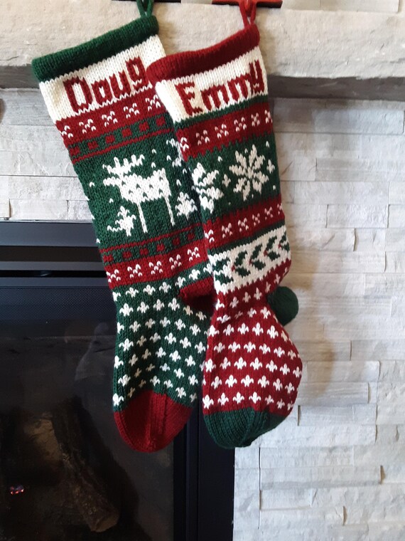 Cozy Designs Holiday Spirit Ethnic Family Socks Wall Hanging Ready to Ship Christmas Hand Knit Stockings Traditional Home Decor