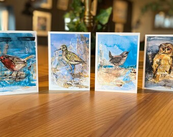 Bird Print Cards from original watercolour and collage paintings