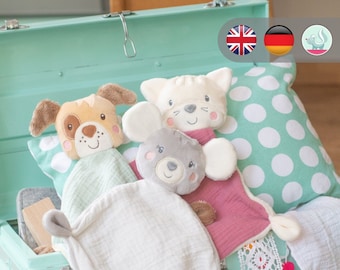 Embroidery file comforter set of 3 - dog, cat, mouse + step-by-step instructions