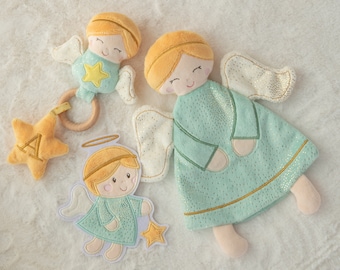 Guardian angel bundle cuddly blanket, gripping toy, application in 6 sizes