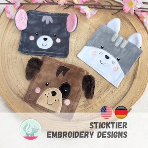 ITH Broderifiltillägg, Aktivitetsmjuk Kub Koalaförlängning (Hund, Katt, Mus) | Babypresent, Gosig Kub, Broderidesign, 10 x 10 cm