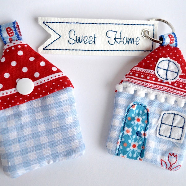 Embroidery file for the 10 x 10 cm embroidery frame, keychain Sweet Home, download, instructions in German