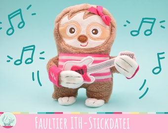 Faultier ITH Stickdatei für den 20x30 cm Stickrahmen + Schritt-für-Schritt-Anleitung in Deutsch -Download-