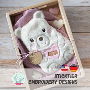 ITH Embroidery Comfort Bear – Hot Water Bottle Cover, Heating Pad & Plush Toy | 2 Sizes