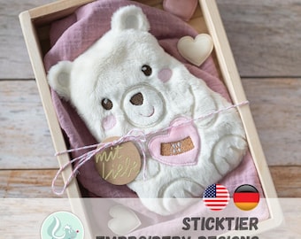 ITH Embroidery Comfort Bear – Hot Water Bottle Cover, Heating Pad & Plush Toy | 2 Sizes