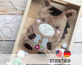 ITH Embroidery Pony – Hot Water Bottle Cover, Heating Pad & Plush Toy | 2 Sizes | Music Box