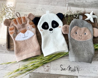 Embroidery file savings set wash mitt jungle animals