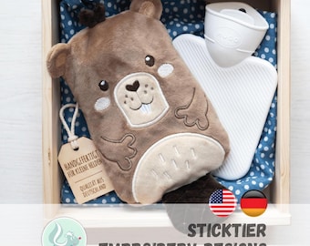 ITH Embroidery Design – Beaver (2 Sizes) | Hot Water Bottle Cover, Cherry Pit Pillow & Plush Toy