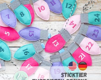 ITH embroidery design – Felt Christmas Advent Calendar garland (from 10x10 cm hoop / 4 “x4”)