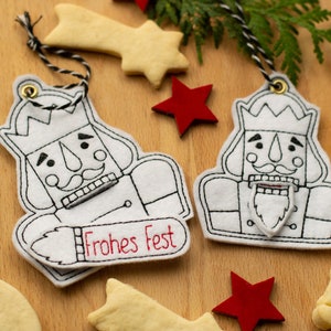 Arquivo de bordar ITH Quebra-nozes pingente de Natal para bastidor de bordar 10 x 10 cm