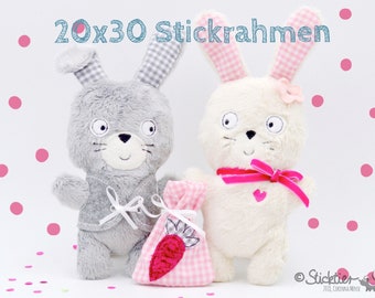 Stickdatei ITH Hasen 2er Set Mädchen+Junge für den 20x30 Stickrahmen -Download-