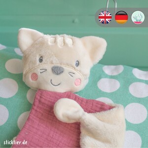 Borduurbestand knuffelkat voor borduurraam 10 x 10 cm + stapsgewijze instructies