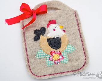 Le poulet de la broderie avec la fleur pour le cadre de broderie 10x10, Télécharger