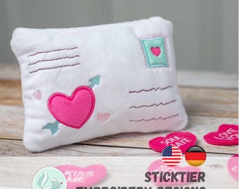 ITH Love Letter Pillow Embroidery Design with Pocket – Valentine Gift – In the Hoop (from 24x36 cm hoop /9,5 “x 14”)