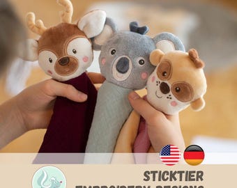 ITH Baby Lovey Bundle 3 Designs | Koala Meerkat Deer | Personalized Baby Gift Embroidery Pattern 4x4 Hoop | Instant Download