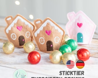 Embroidery File “Gingerbread House” – Cute Christmas Decoration with Chocolate Surprise (from 10x10 cm hoop / 4 “x4”)