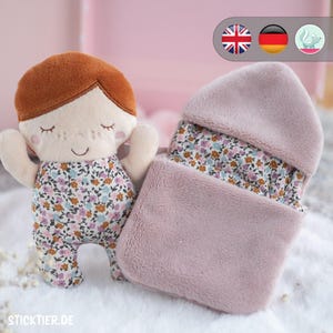 Doll Malu, ITH embroidery file, 18 x 30 cm (7&quot;x12&quot;) - Instructions in German and English