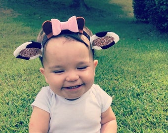 Cow ears baby headband, infant cow ears for costumes, halloween infant cow ears