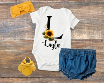 baby clothes with sunflowers
