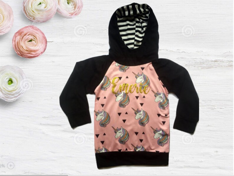 Kids Personalised Unicorn Hoodie Any Name Nickname Your Name In Pink Glitter Kids Personalised Unicorn Hoodie Any Name Nickname Your Name In Pink Glitter