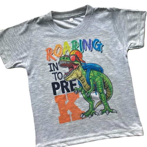 1st Day of Pre K Preschool Shirt Dinosaur Roaring Into Pre K - Etsy
