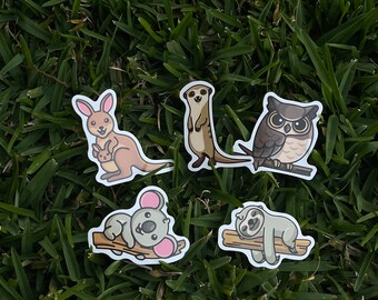 Enchanting Creatures Sticker Pack - 5 Designs: Owl, Sloth, Koala, Kangaroo and More for Crafts & Scrapbooking!