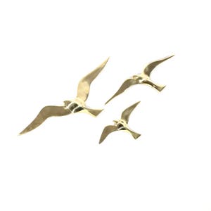 Wall decoration, trio of brass seagulls