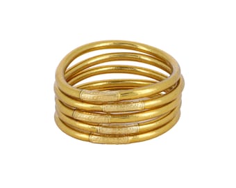 Buddhist bangle with mantra - Antique gold