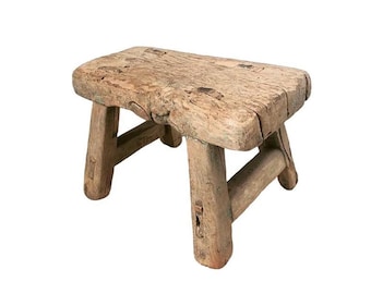 Antique Chinese Recycled Elm Wood Mini Stool