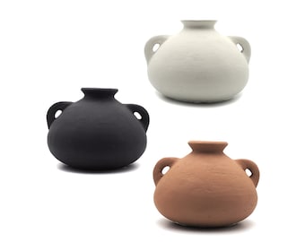 Decorative terracotta vase with handles