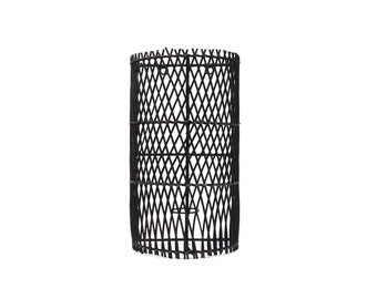 May include: Black woven lampshade with a diamond pattern.