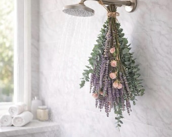 Ontspannende aromatherapie voor onder de douche | Spa-cadeau voor vrouwen | Cadeau voor zelfverzorging | Doucheboeket met geconserveerde eucalyptus en lavendel