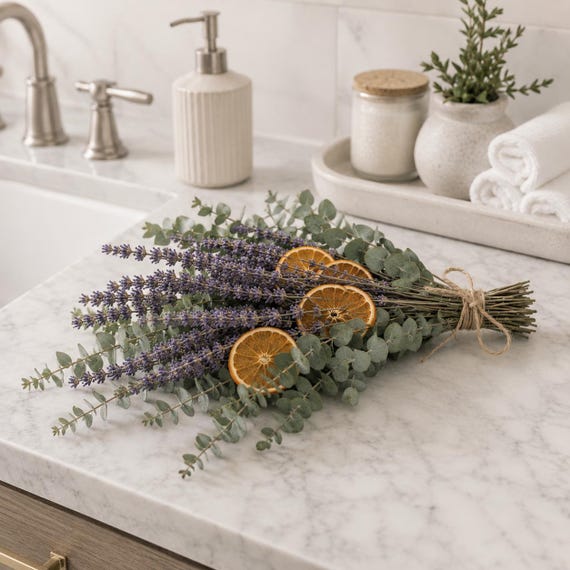 Bathroom Spa Eucalyptus and Lavender Bouquet | Dried Flowers for Bathroom | Eucalyptus for Shower | Unique Gift for Friend