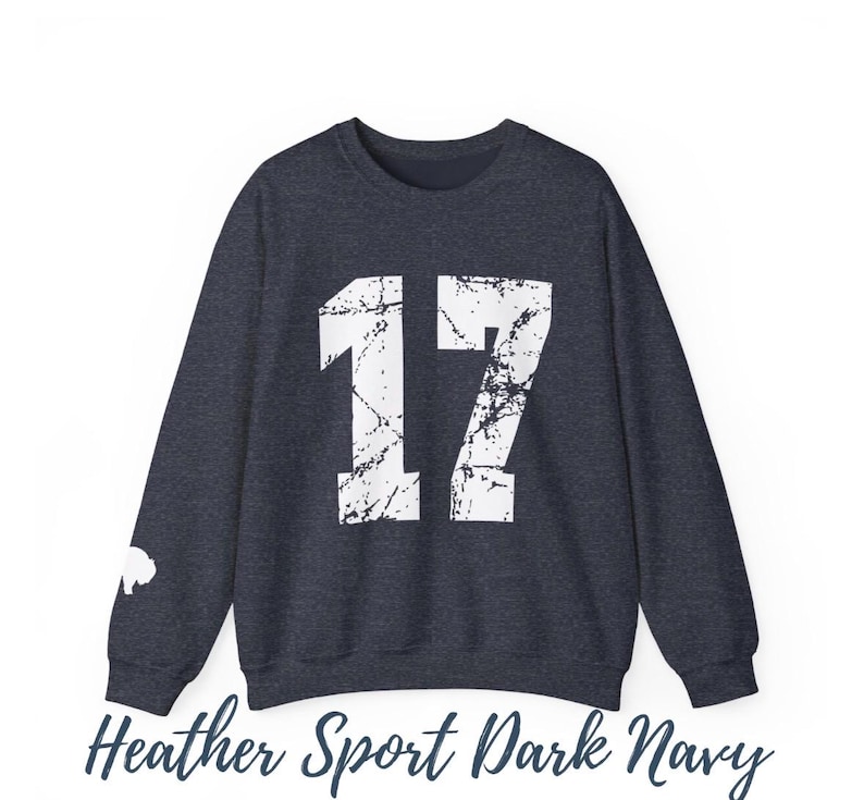Buffalo Football Josh Sweatshirt, Gift for Buffalo Fan, Lets Go Buffalo shirt, Josh MVP Buffalo Crewneck Shirt Heather Sport Dark Navy