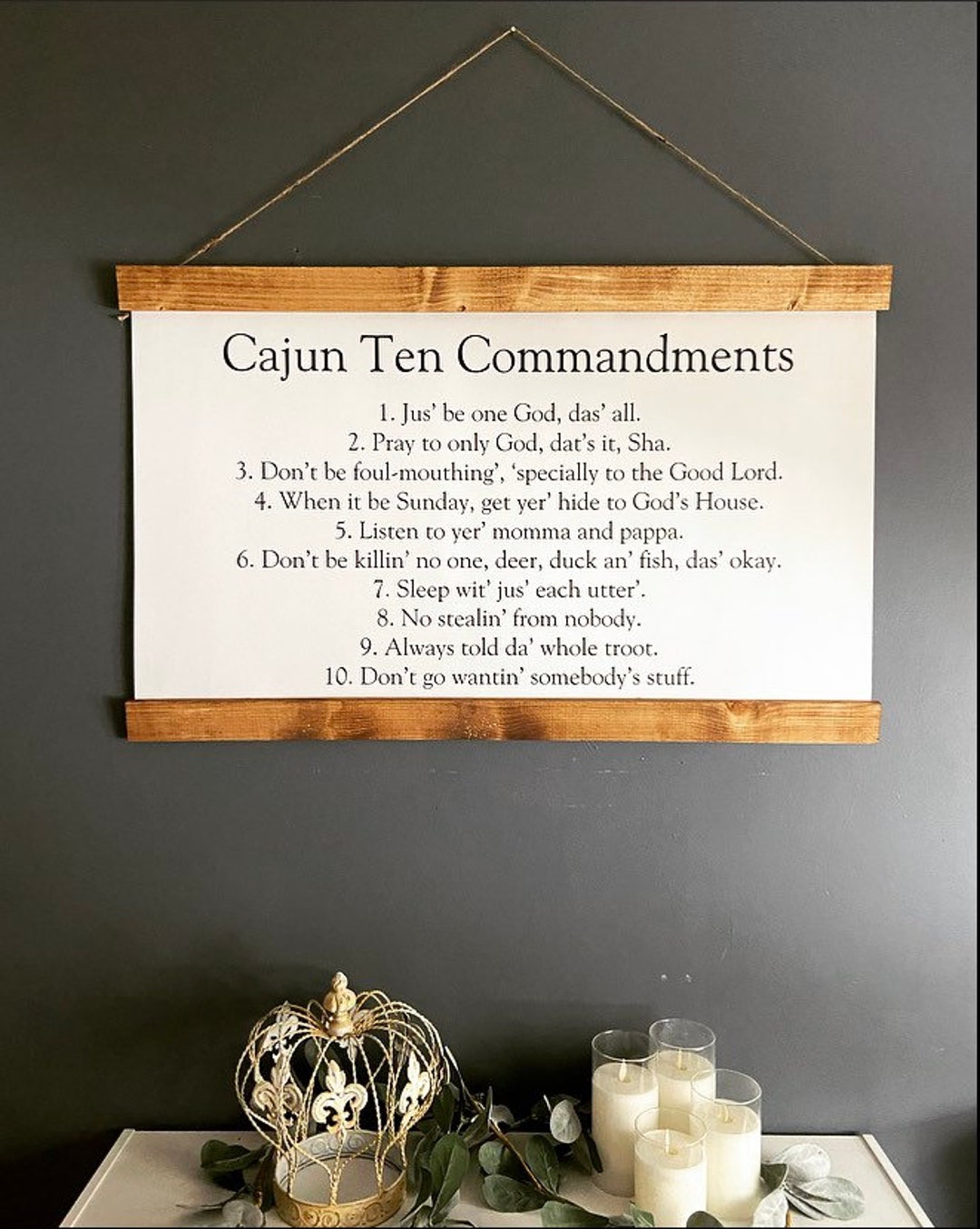 The Cajun Ten Commandments Christian Custom Scroll Framed Print Rustic ...