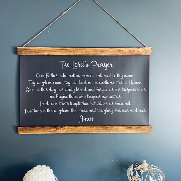 The Lords Prayer- Christian - Our Father - Farmhouse - Home Decor - Hanging Sign - Hanging Quote - Rustic - Scripture - Modern Farmhou