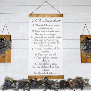 The Ten Commandments - Christian  Custom Scroll  Framed Print  Rustic  Hanging Sign  Scripture  Farmhouse Decor  Bible Verse