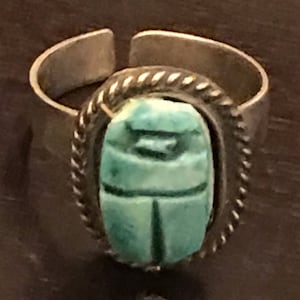 Vintage Egyptian Scarab beetle Sterling Silver ring