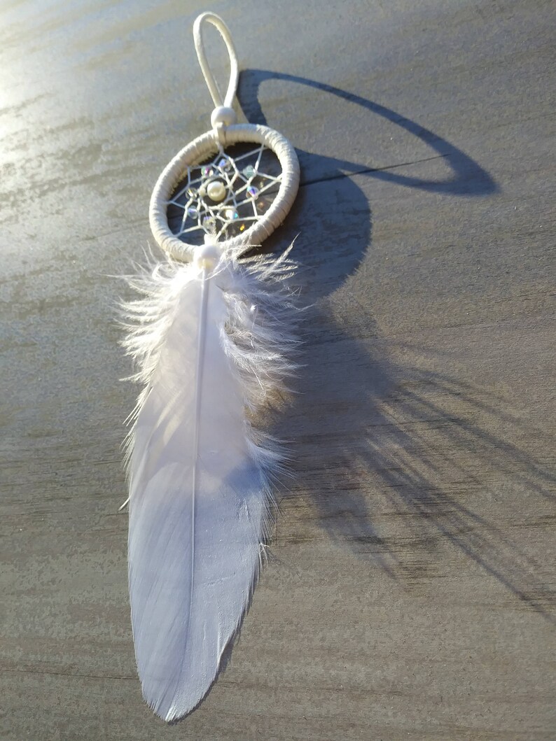 50 Handmade mini small dream catchers white Dreamcatcher car mirror favor baby shower wedding favor Bride
