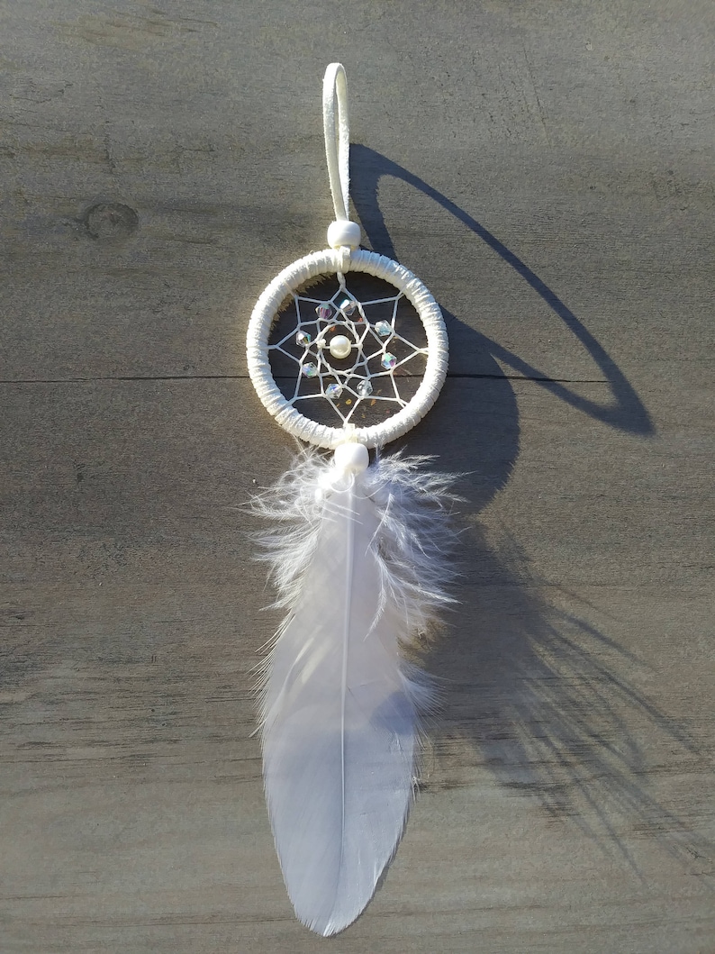 50 Handmade mini small dream catchers white Dreamcatcher car mirror favor baby shower wedding favor Bride