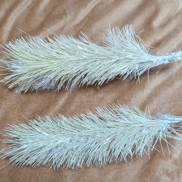 2 pieces of bottle brush Christmas tree. Champagne color with tinsel.