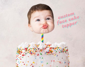Custom Face Cake Topper // Personalized Birthday Cake Toppers, Photo Cake Topper, Funny Bday Cake Topper, Custom Party Decor, Head Cake Top