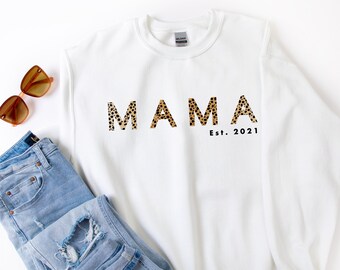 MAMA Est. 2021 - Mother's Day Gift - New Mom - Cheetah Print