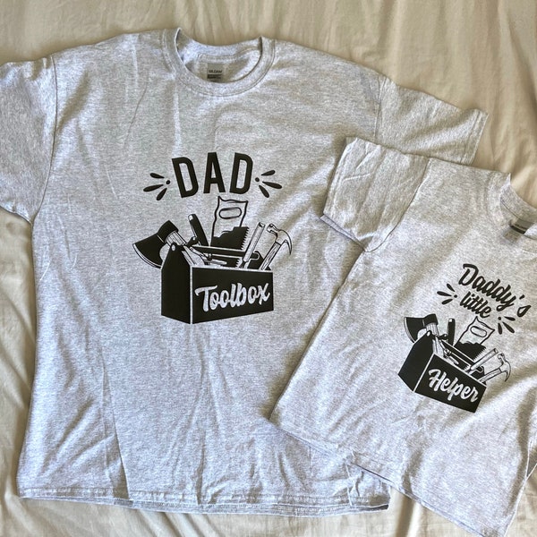 Dad Toolbox Daddy's Little Helper Matching Shirt Set - Father Daughter Father Son Matching Shirt - Father's Day Gift - Dad Gift