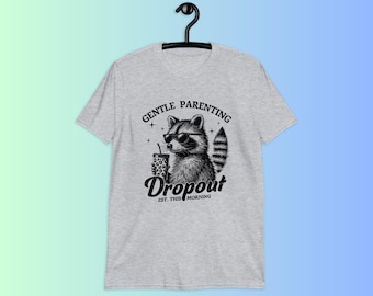 T-shirt zacht ouderschap drop-out/grappig moedershirt, wasbeer grafisch T-shirt, vermoeide moedershirt, zacht ouder-T-shirt, shirt chaos moeder